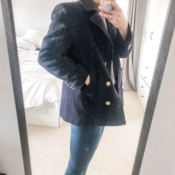 Vintage 100% wool navy peacoat a5* - Picture 3 of 8